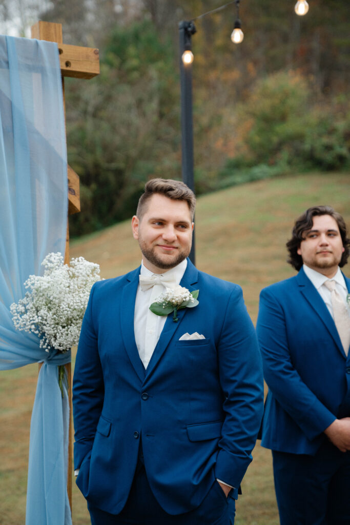 Groom's reaction to seeing the bride at 4 Points Farm in Sevierville, Tennessee