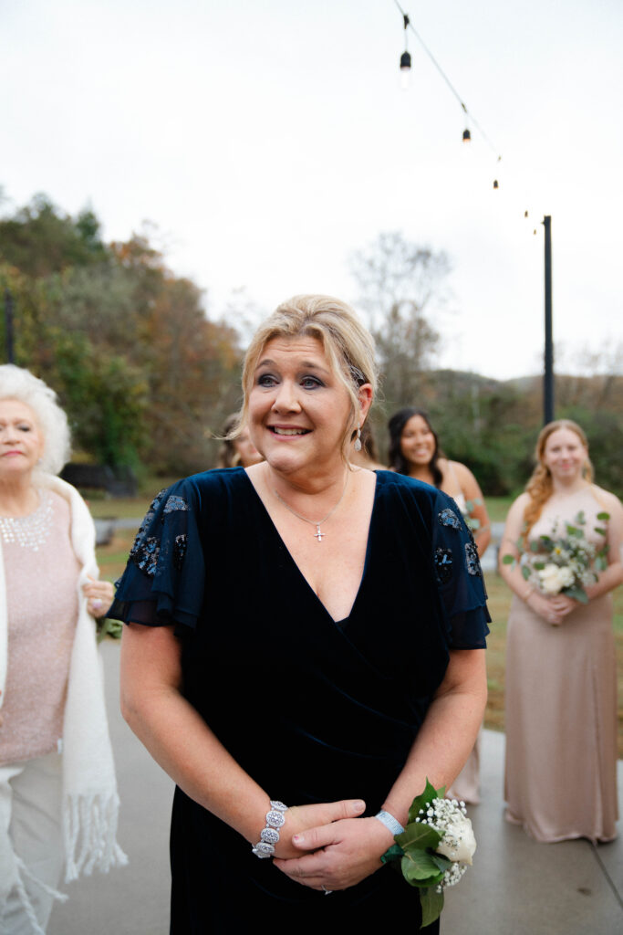 Mother's reaction to seeing the bride at 4 Points Farm in Sevierville, Tennessee